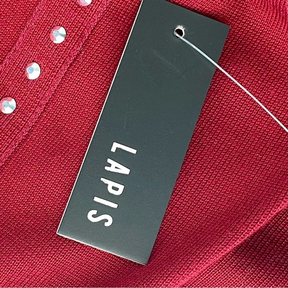 Lapis Long Sleeve Mock Neck Burgundy With Silver Studds Sweater Dress Size M - Picture 6 of 8